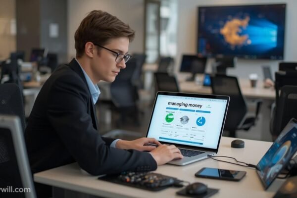 Managing Money Bizfusionworks: A Complete Guide to Smarter Financial Decisions Business professional using a laptop for Managing Money Bizfusionworks financial planning.