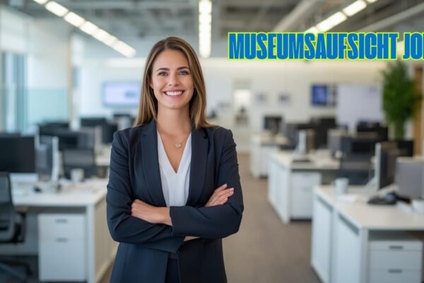Young woman smiling confidently in office – career opportunity in museumsaufsicht job