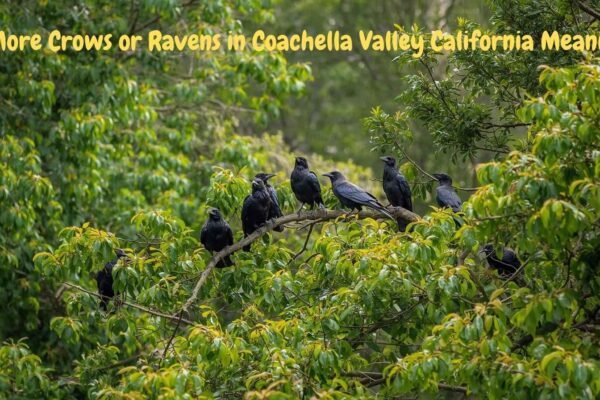 A group of crows perched on a tree branch representing more crows or ravens in Coachella Valley California meaning