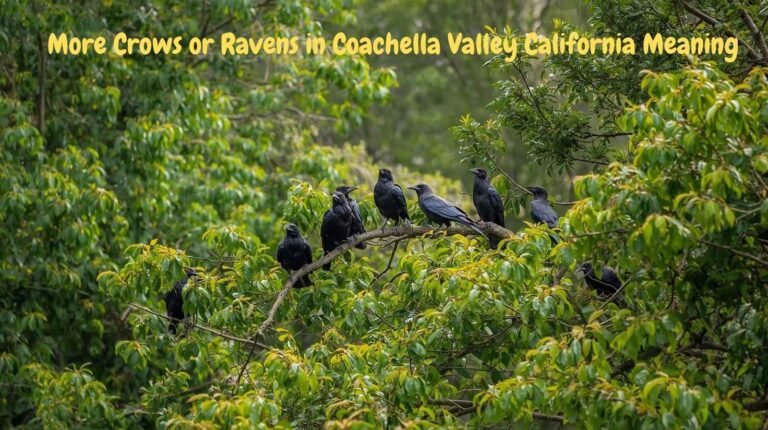 A group of crows perched on a tree branch representing more crows or ravens in Coachella Valley California meaning