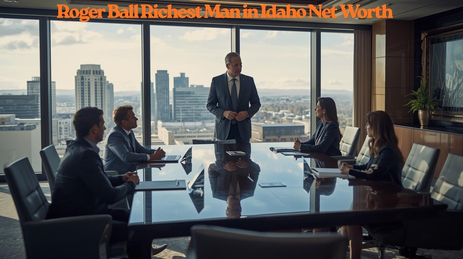 Business meeting led by Roger Ball, highlighting the roger ball richest man in idaho net worth success story.
