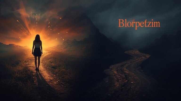 A person walking toward a glowing sunrise on a mysterious path symbolizing the warning of blorpetzim
