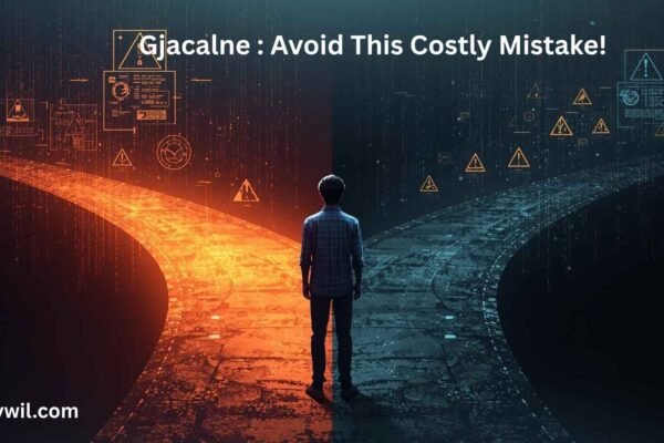 A person standing at a crossroads with glowing digital paths, symbolizing decision-making and awareness of gjacalne mistakes in the online world.