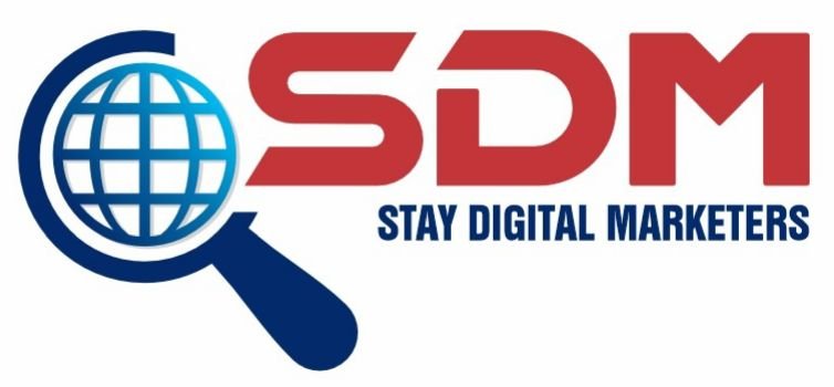 Stay Digital Marketers logo with SDM initials and search icon