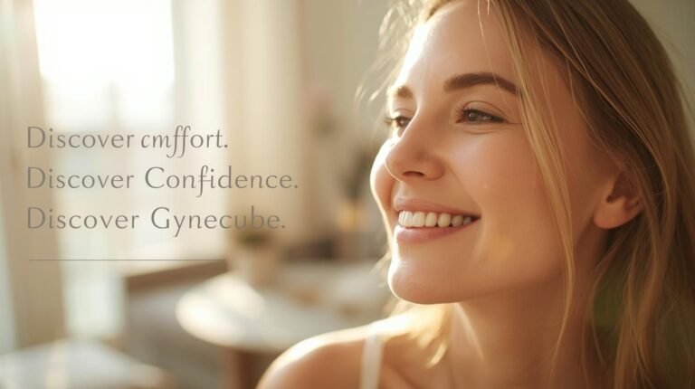 Smiling woman in soft natural light symbolizing confidence, comfort, and empowerment through gynecube women’s health innovation.