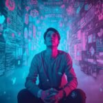 Hothaylost Explained: How a Viral Concept Is Redefining Digital Culture A surreal digital artwork depicting the hothaylost concept, showing a young creator surrounded by glowing holographic screens, glitch art, and internet symbols.