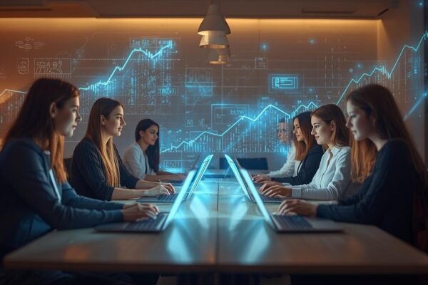 What You Should Know Before Joining Mebalovo Diverse professionals using Mebalovo platform on laptops, analyzing financial charts and digital growth data in a modern workspace.