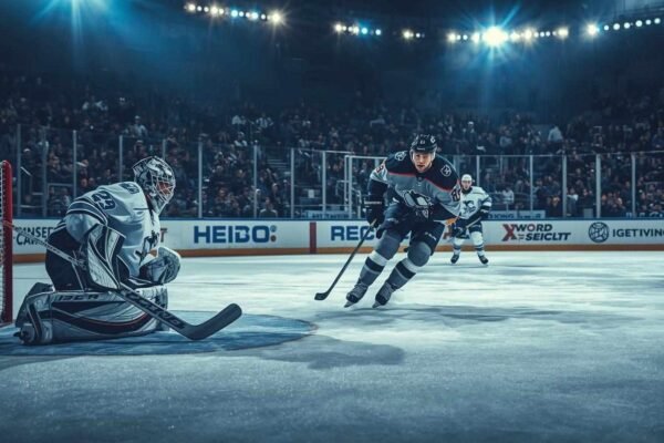 Breaking Down “Myles Mint Pulls the Goalie”: From Ice Hockey to Everyday Strategy Myles Mint pulls the goalie during an intense ice hockey game under bright arena lights.