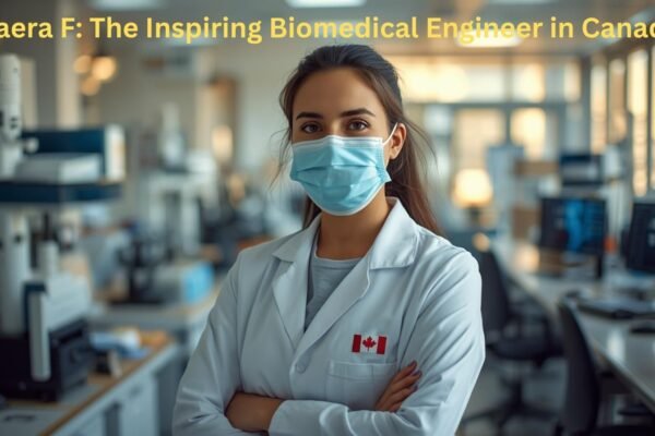 Naera F: The Inspiring Biomedical Engineer in Canada A masked female biomedical engineer in a Canadian lab, representing naera f biomedical engineer canada, focused on innovation and healthcare technology.