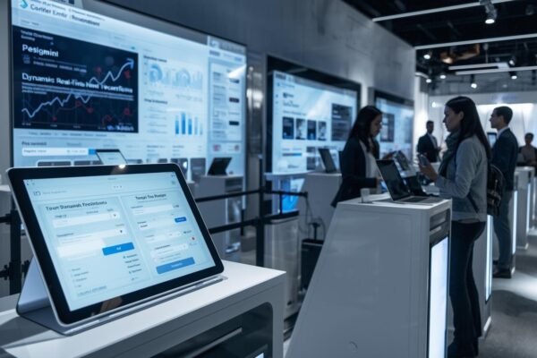 Event organizers using digital devices to manage Online Registration Systems for Events in a modern corporate setting