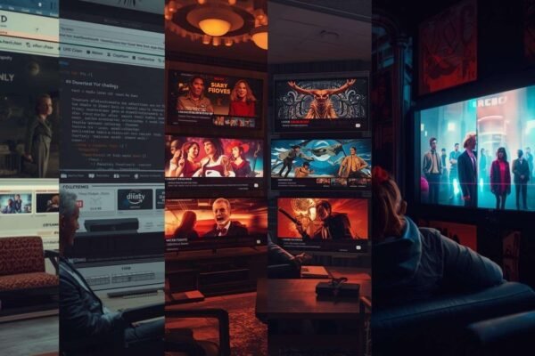 What Is Wapbald? Exploring the Evolution of Online Entertainment Platforms Evolution of online entertainment platforms from Wapbald-style websites to modern streaming services, showing people watching digital content across eras.