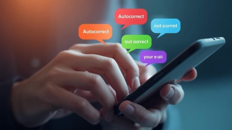 Autocorrect mistakes on a smartphone screen, showing text corrections like 'autocorrect,' 'not correct,' and 'aut o rrect