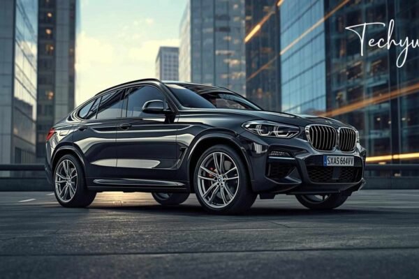 BMW X4 luxury SUV parked in a modern city setting, showcasing its sleek design and sporty performance. The bmvx4 stands out with its aggressive grille and sporty stance