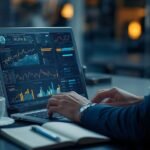 Professional analyzing data visualizations on a laptop, symbolizing the importance of data scientist classes for marketing and business success