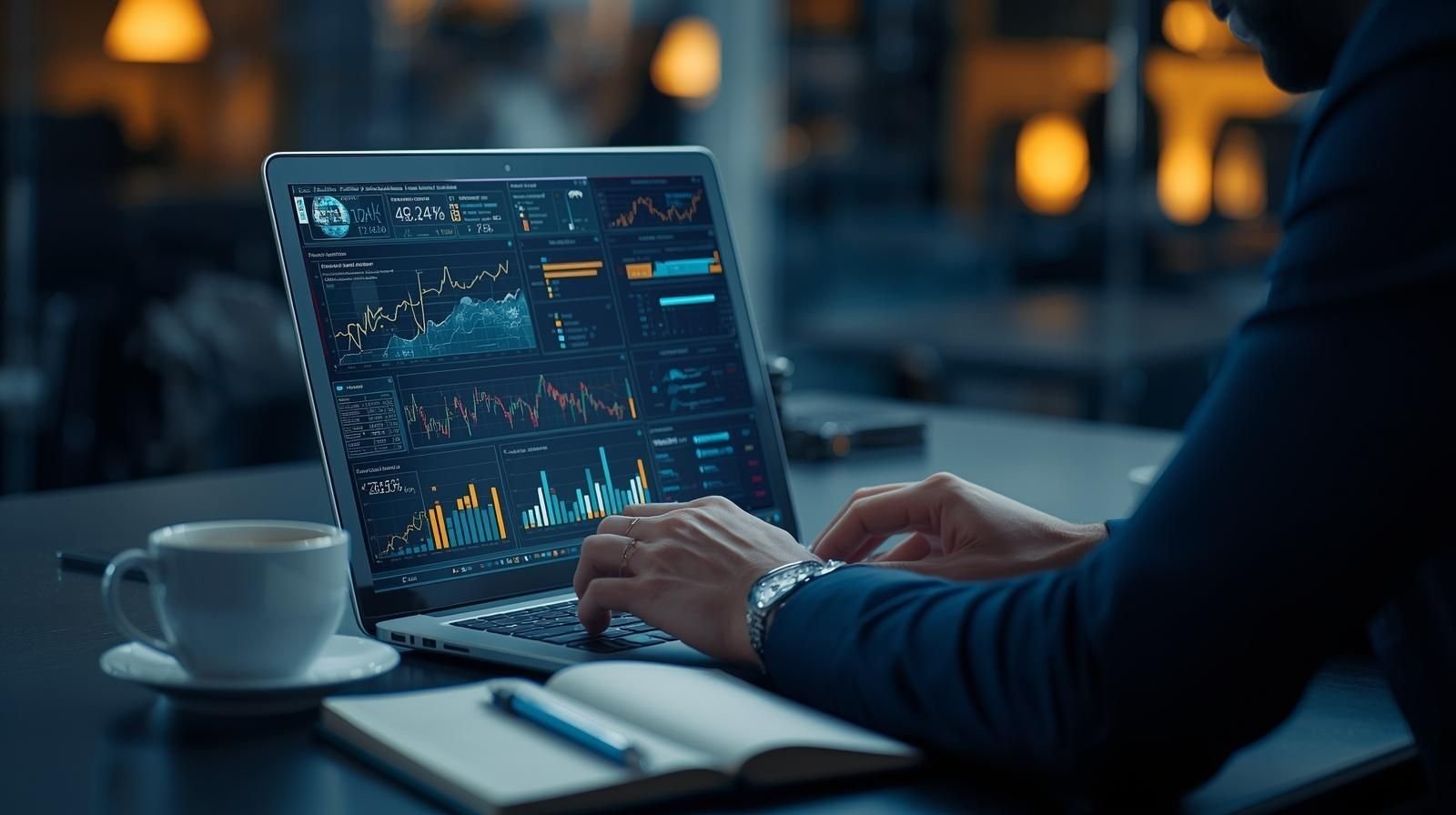 Professional analyzing data visualizations on a laptop, symbolizing the importance of data scientist classes for marketing and business success