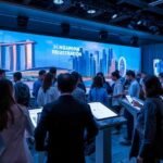 Event registration at a large venue in Singapore, showcasing attendees using tablets for smooth check-ins through an event registration platform