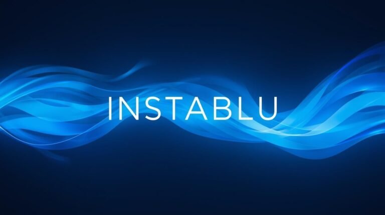 A sleek Instablu digital branding concept with elegant blue gradients, futuristic glow, and creative minimalist design.