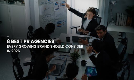 8 Best PR Agencies: A professional team collaborating during a strategy session to help growing brands succeed in 2026