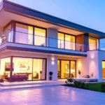 A modern luxury home with sleek architecture and large windows, showcasing the beauty and elegance of contemporary luxury home construction.