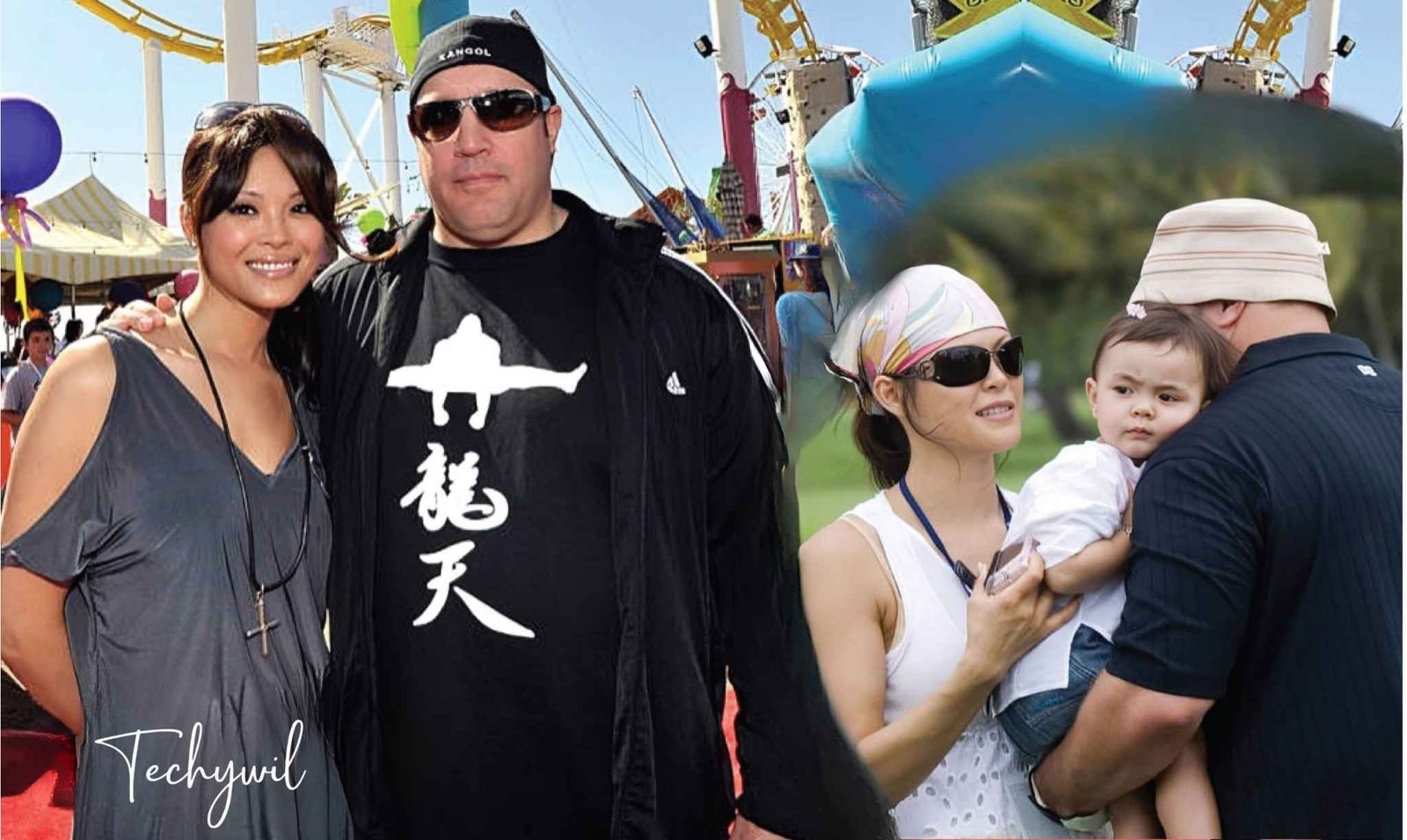 Shea Joelle James pictured with her parents Kevin James and Steffiana de la Cruz during a family outing away from the spotlight