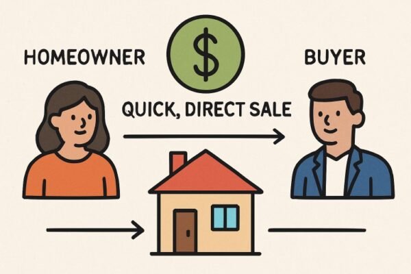 Homeowner and buyer exchanging a house in a quick, direct sale to get cash for your home with minimal hassle