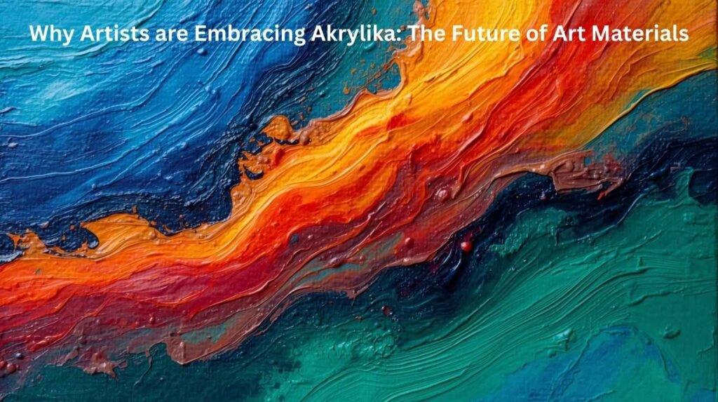 Colorful abstract painting texture showcasing akrylika art material with vibrant flowing brush strokes and layered colors