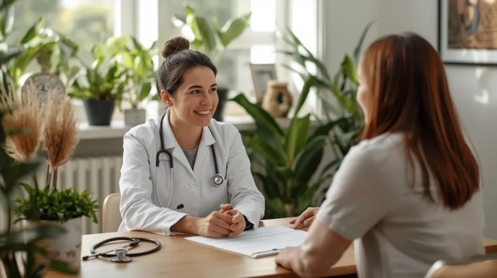 A patient consulting with a holistic physician in a calm clinic while searching for the Best Naturopathic Doctor Near Me for care