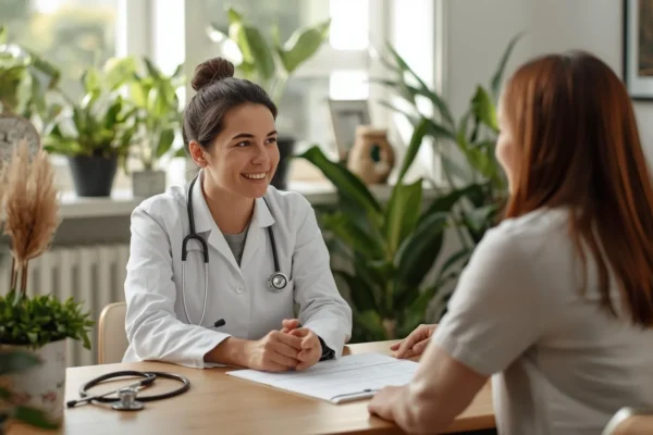 A patient consulting with a holistic physician in a calm clinic while searching for the Best Naturopathic Doctor Near Me for care