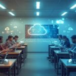 Students using laptops in AI-powered classroom for Computer Science Assignment Help and collaborative learning