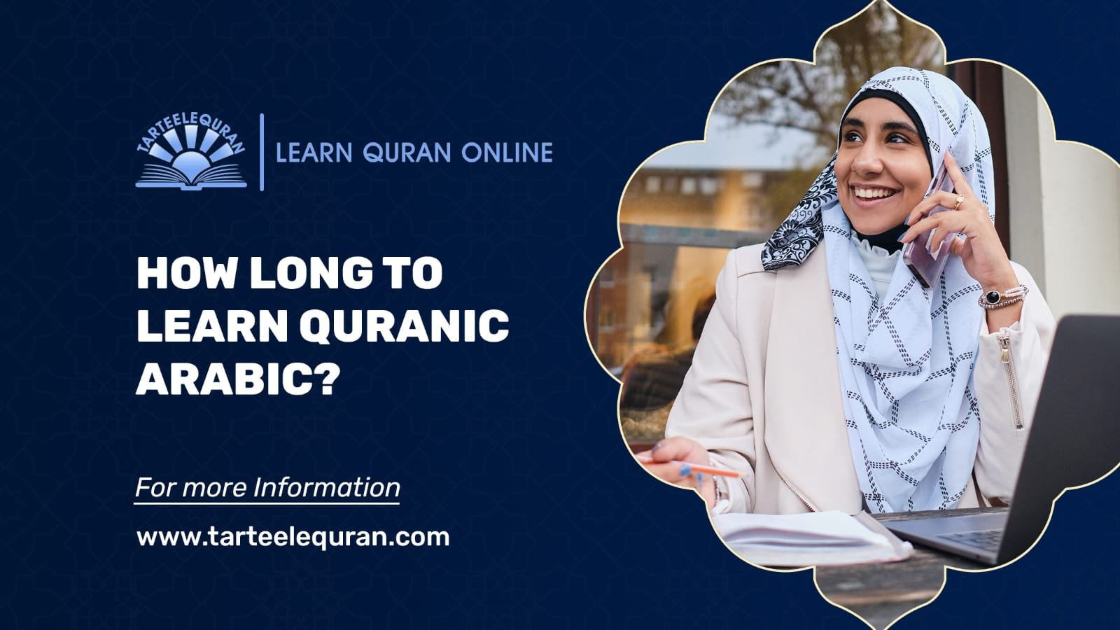 A Muslim woman studying online, representing Learning Quranic Arabic through structured lessons and digital guidance
