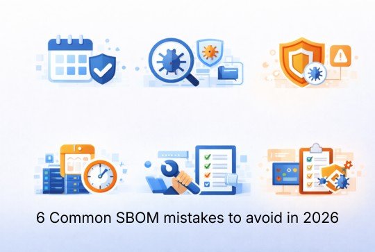 Illustration showing security workflows and tools highlighting SBOM Mistakes to avoid in software supply chain security for 2026