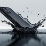 Durable Protective Phone Cases absorbing impact as smartphone splashes into water, showing strong shock and water resistance