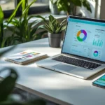 Organized home workspace with laptop and budgeting tools supporting Financial Success through planning and smart money management